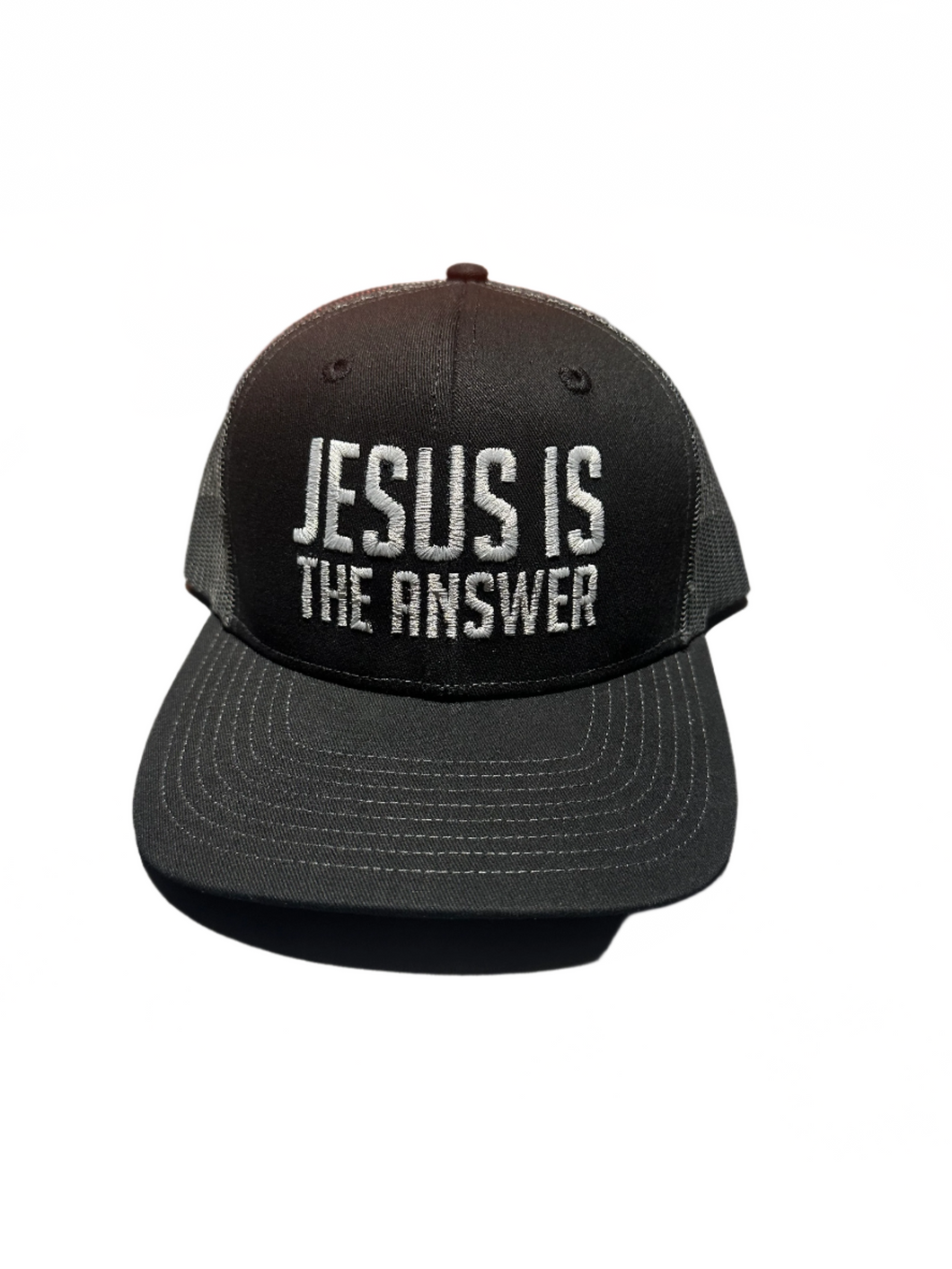 Jesus Is The Answer black mesh  Embroidered Ball Cap