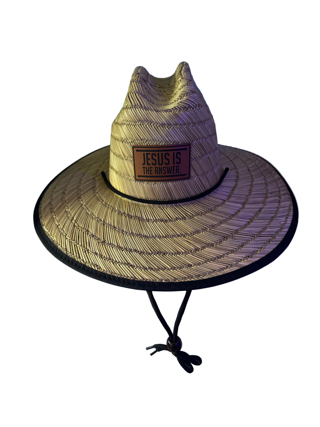 Jesus Is The Answer straw hat with leather patch