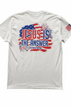 Load image into Gallery viewer, Patrotic 250 year white Jesus is the Answer short sleeve shirt

