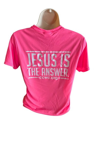 Pink Jesus is the Answer short sleeve t shirt for kids & plus sizes