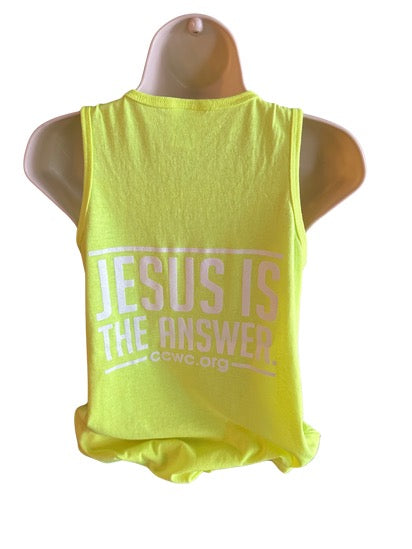 Yellow Jesus is the Answer woman's tank tops