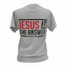 Load image into Gallery viewer, Jesus Is The Answer Gray Short Sleeve T Shirt
