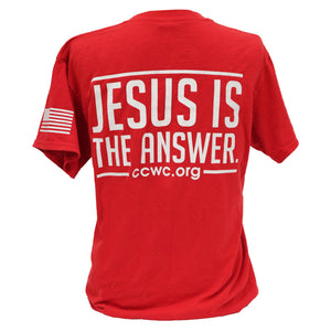 Jesus Is The Answer Red Short Sleeve T Shirt